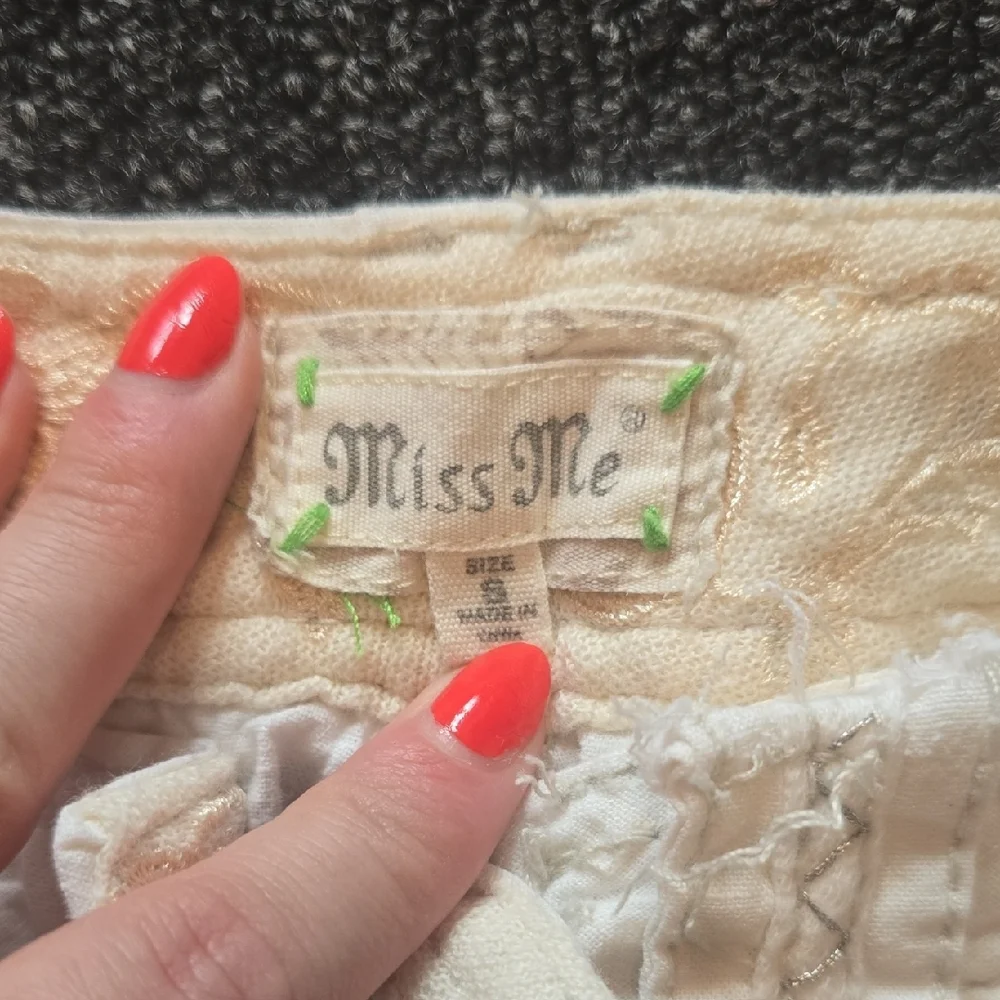 Miss Me Cream Wide-Leg Embroidered Pocket Pants - Picture 2 of 8